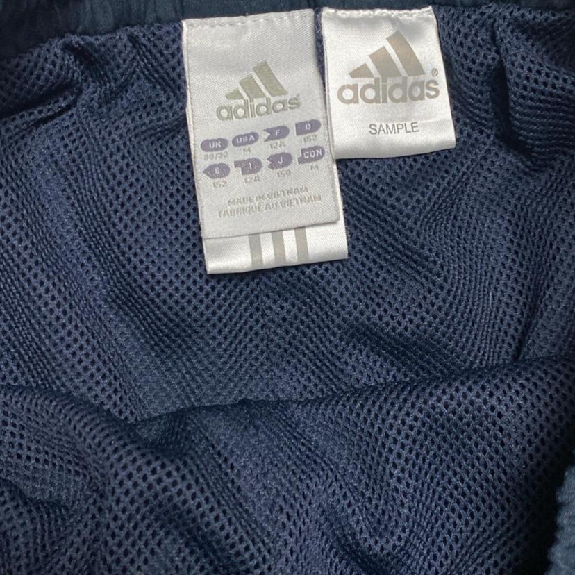 Adidas Vintage y2k Navy Blue and White Shell Trackpant Bottoms (XS)