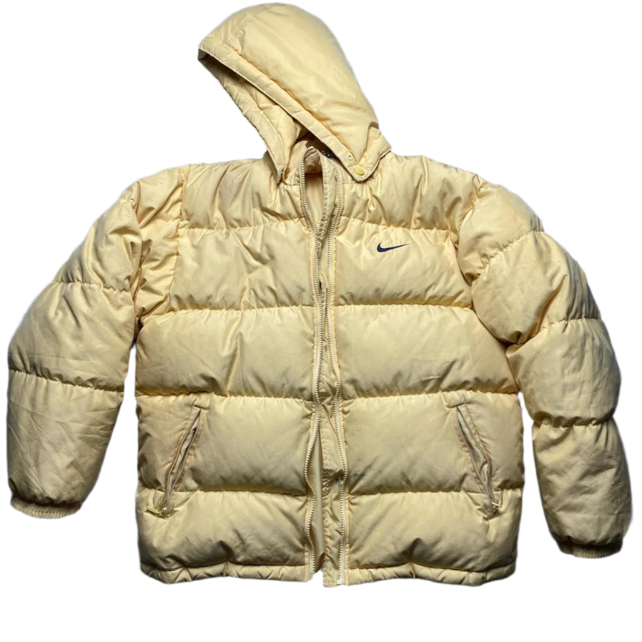 Nike Vintage 90’s Yelllow Navy and White Womens Puffer Coat (M)