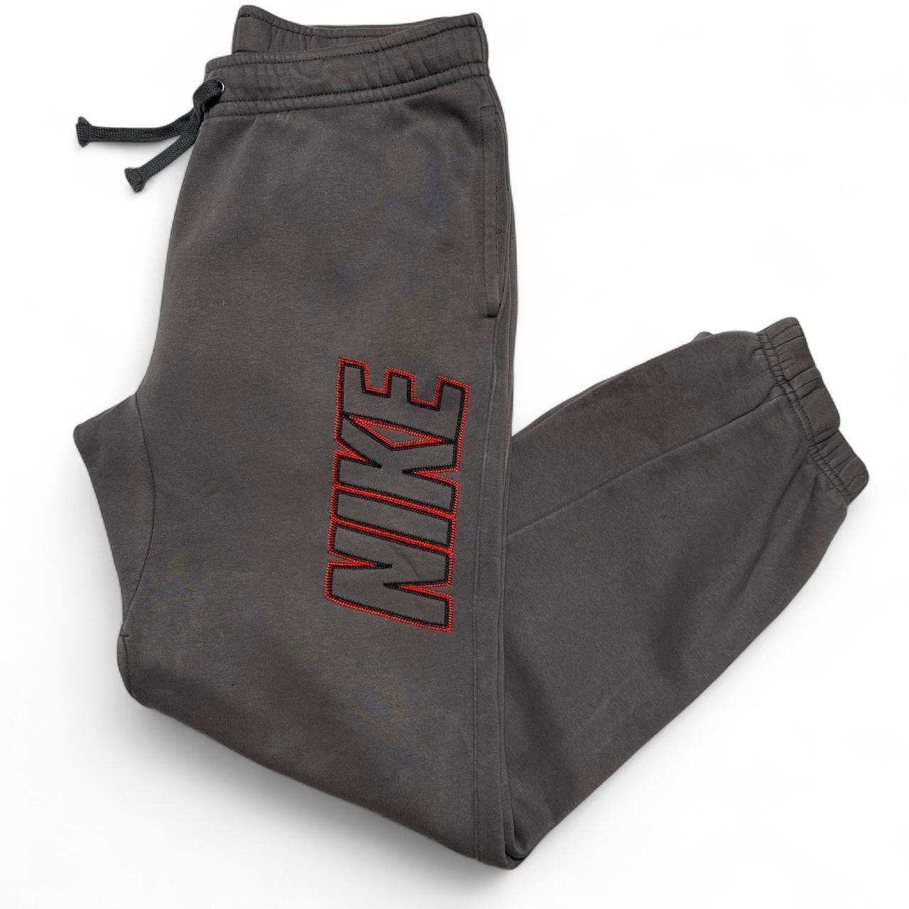 Nike Club Stitch Grey and Red Embroidery Joggers (S)