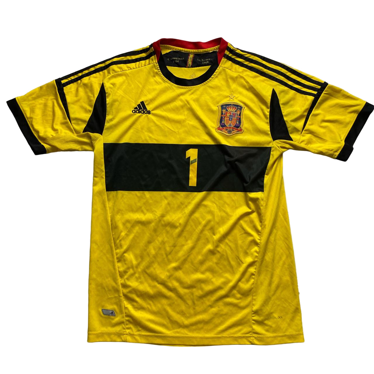 Spain Adidas Football Jersey Yellow and Black Casillas No 1 (XL)