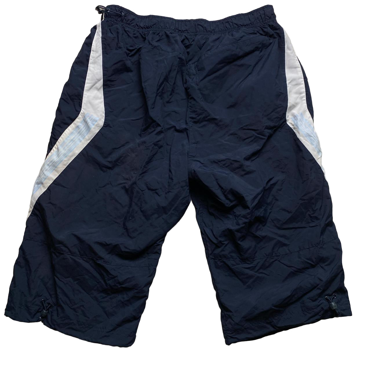 Nike Vintage y2k Navy Light Blue and White Shell Trackpant Shorts (2XL)