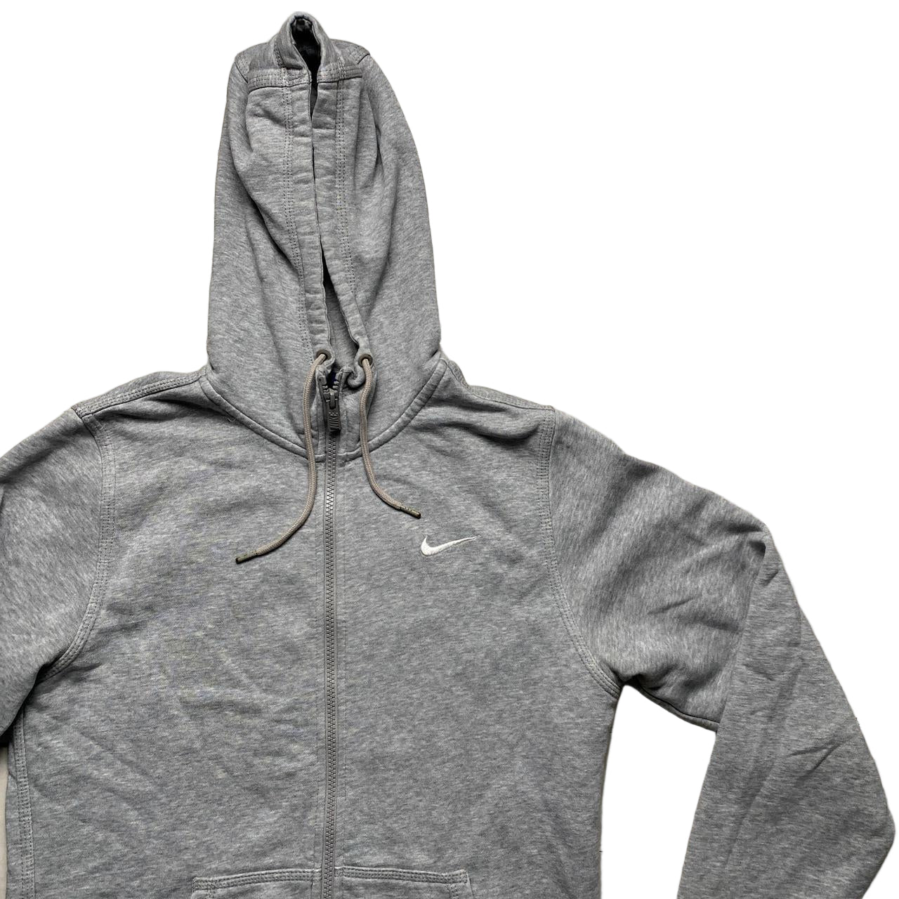 Nike Grey and White Swoosh Hoodie (S)