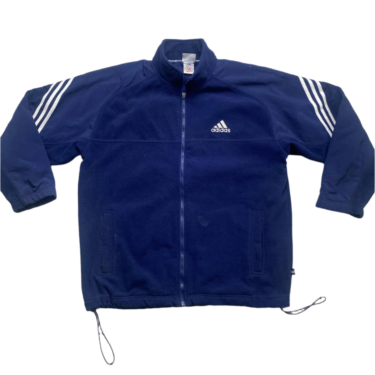 Adidas Navy and White Climawarm Fleece and Shell Zip Jumper (L)
