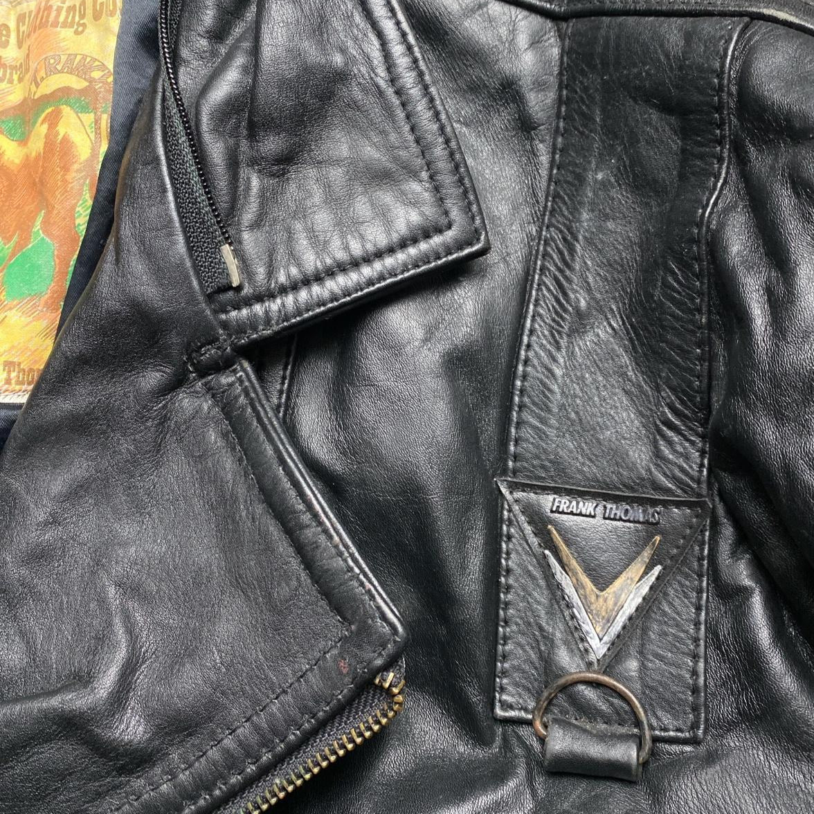 Frank Thomas Rawhide Clothing Co Black Leather Bomber Jacket (XL)