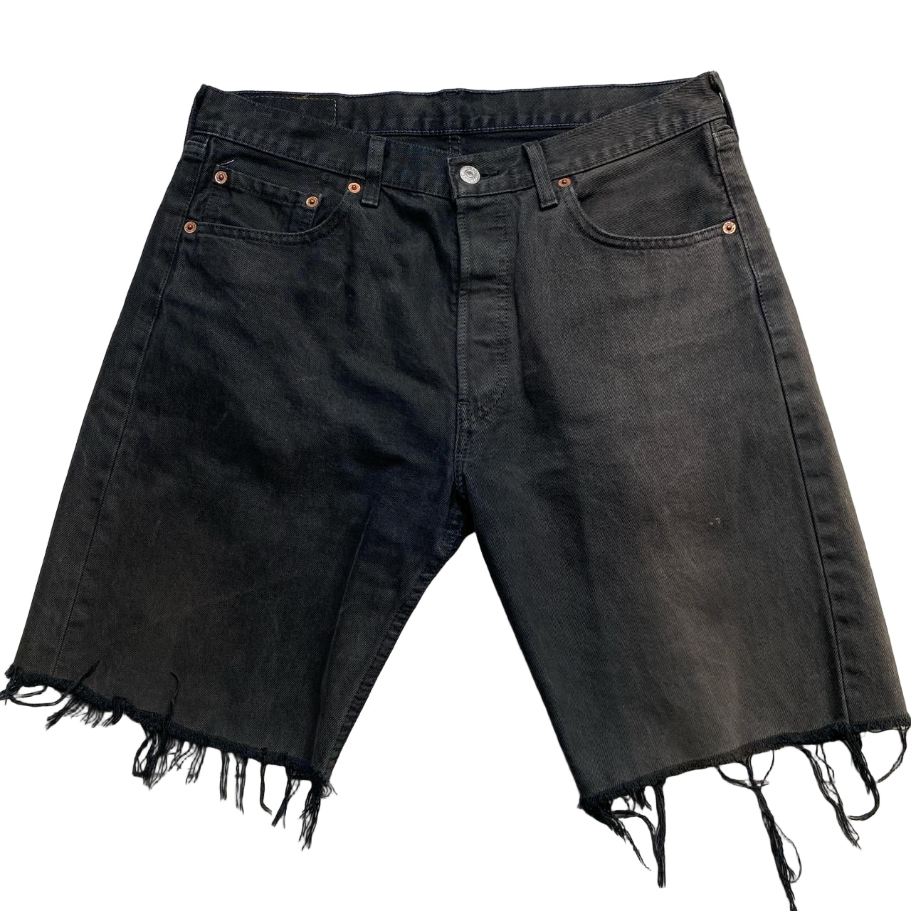Levis 501 Black Grey Charcoal Faded Jorts Jean Cut Down Shorts (33W)