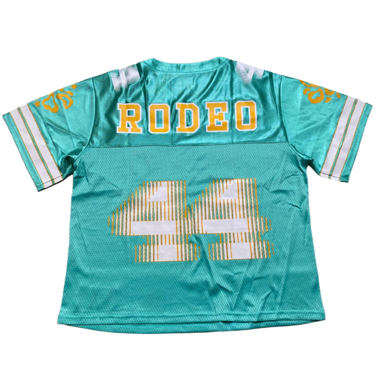 Rodeo Warehouse Womens Oversized NFL Football Jersey Turquoise Blue and Orange (L)