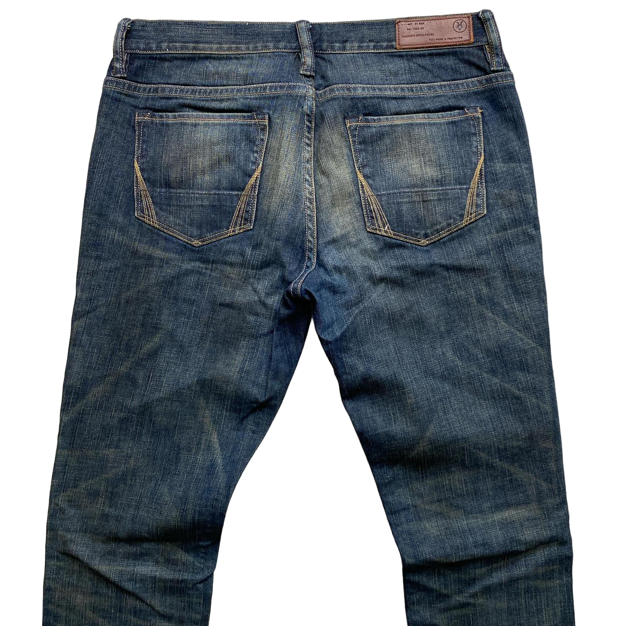 All Saints Navy Stonewash Slim Jeans (28W)