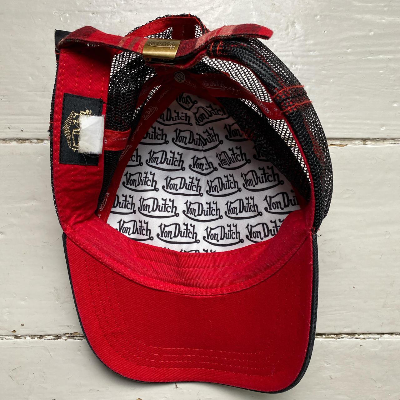 Von Dutch Tartan Black and Red Trucker Cap