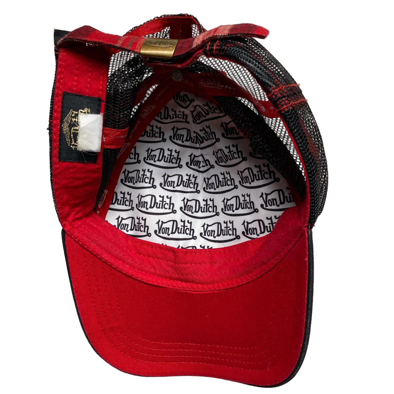 Von Dutch Tartan Black and Red Trucker Cap
