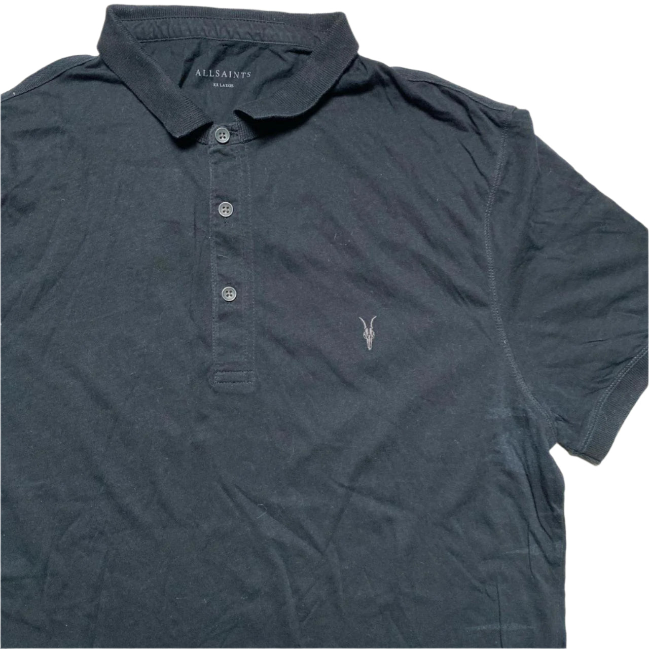 All Saints Black and Grey Polo Shirt (2XL)