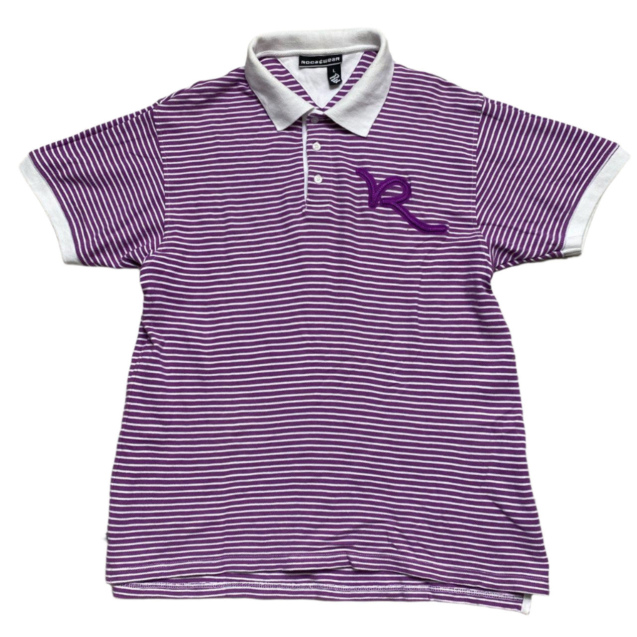 Rocawear Purple and White Polo Shirt (L)