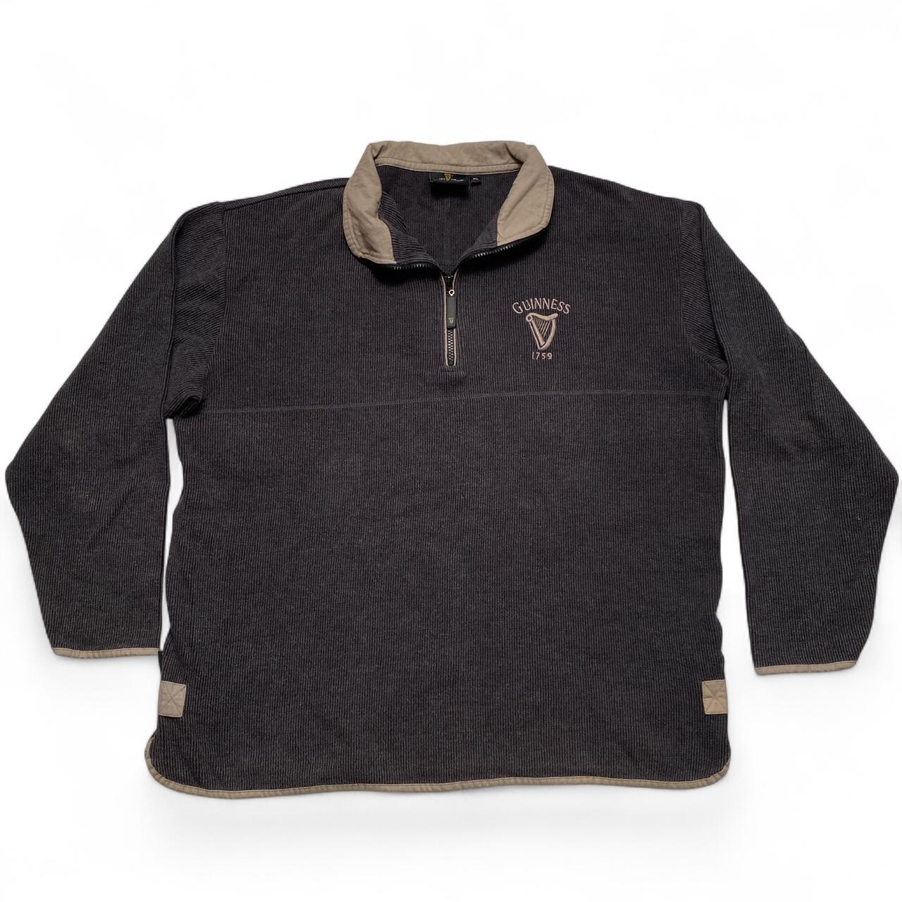 Guinness Quarter Zip Vintage Jumper Grey and Cream (XL)