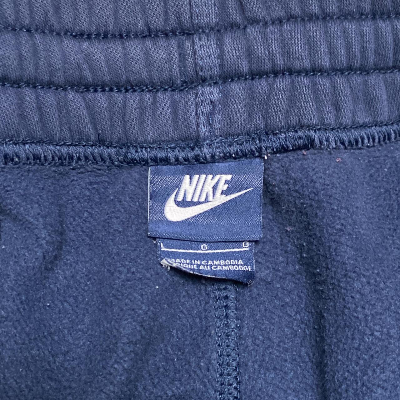 Nike Club Navy and White Spellout Joggers (L)