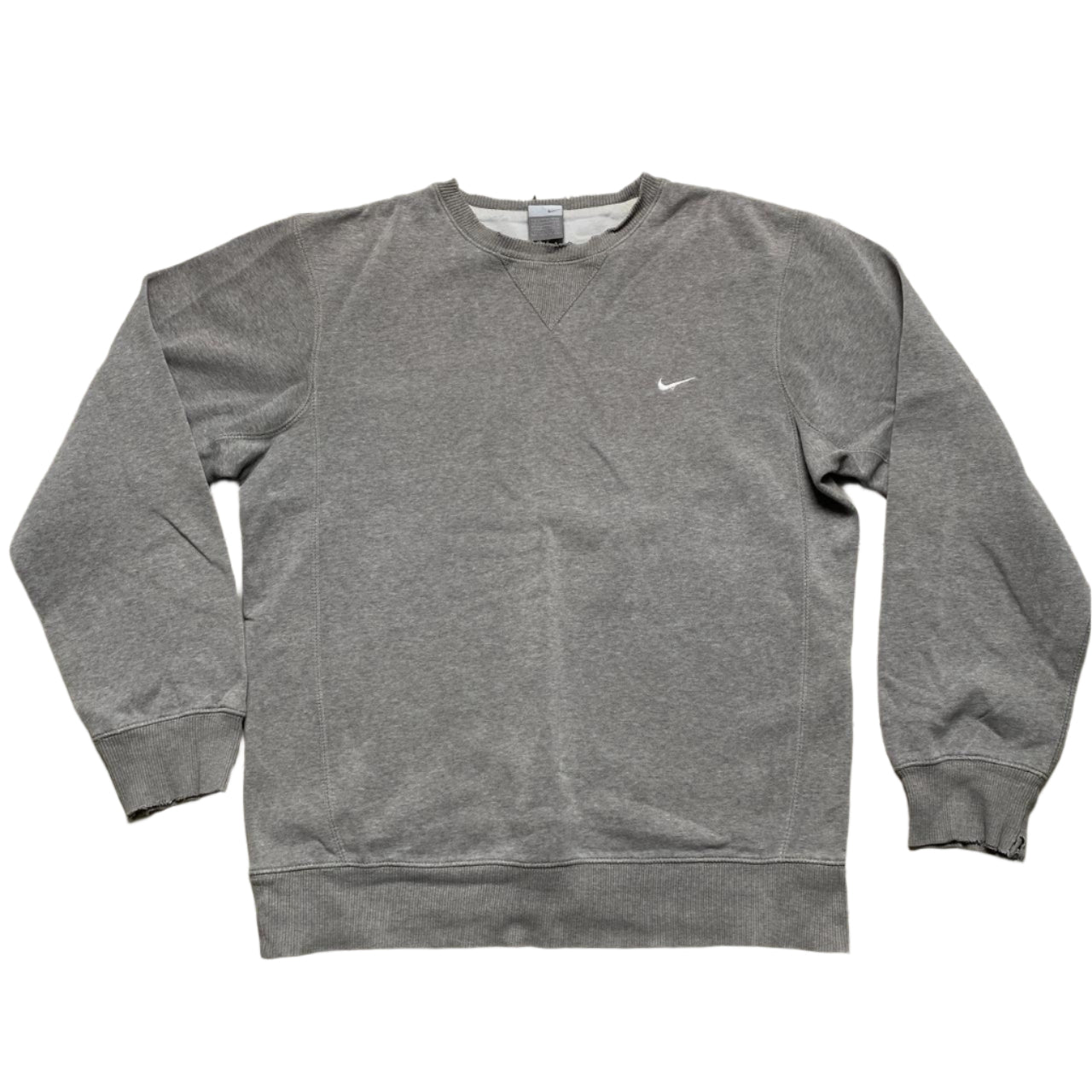 Nike Grey and White Swoosh Vintage Jumper (M)