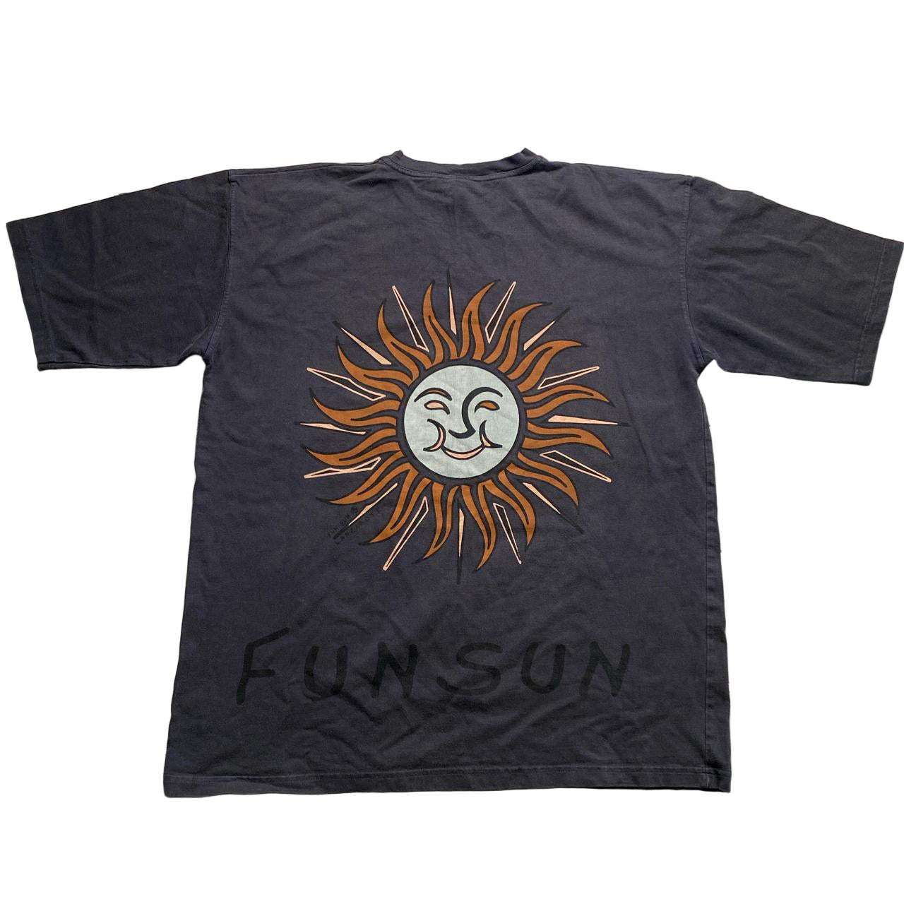 Fun Sun Smiley Face Vintage 90βs T Shirt Grey (XL)