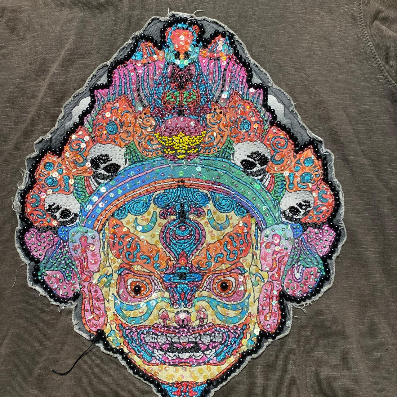 Elvis Jesus & Co Couture Brown Multi Colour Sequin Y2K Grunge Hoodie (L)