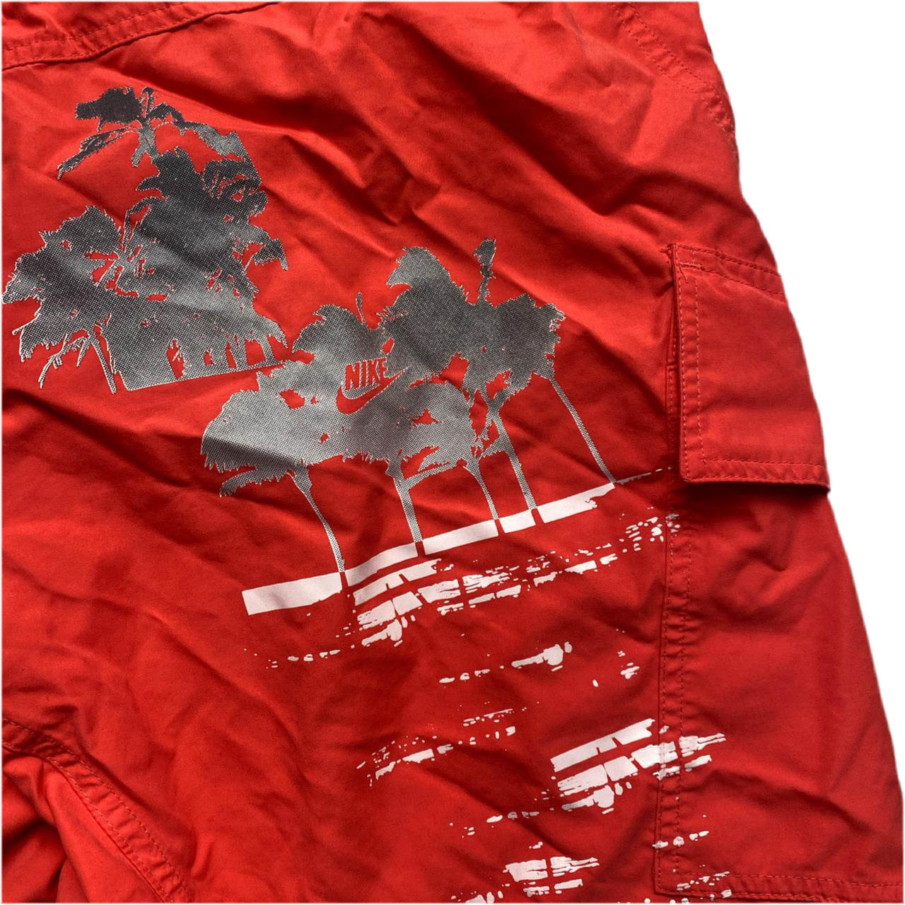 Nike Vintage Red Grey and White Baggy Cargo Shorts (33W)