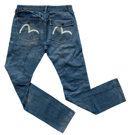 Evisu Vintage Swoosh Distressed Jeans (33W)
