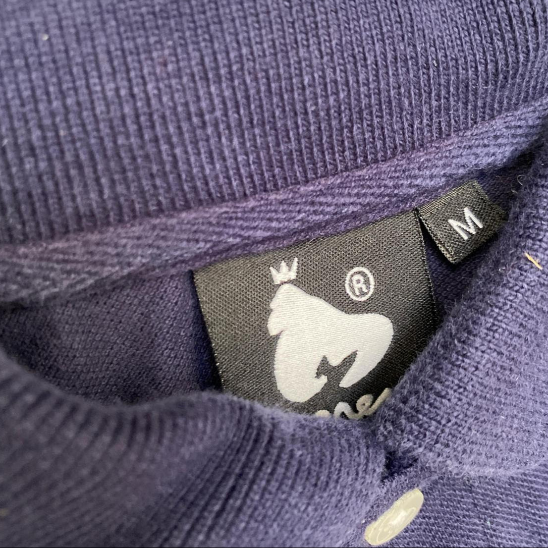 Money Clothing Navy and White Long Sleeve Polo Shirt (M)