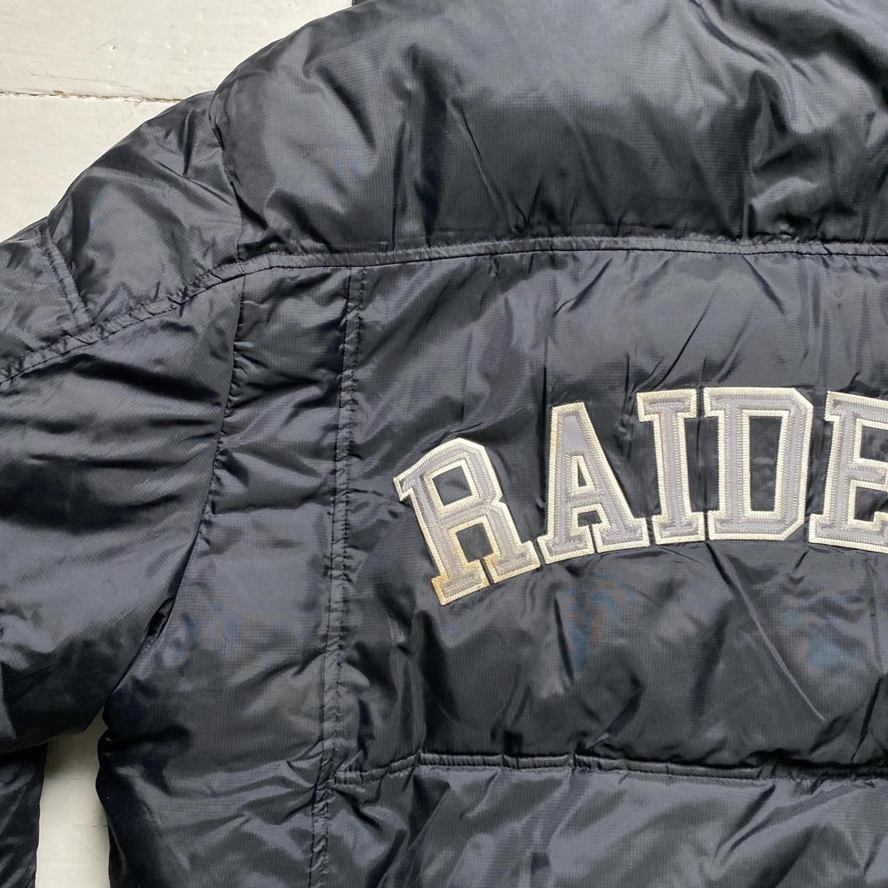 NFL Raiders Reebok Vintage Black Grey and White Puffer Jacket (XL)