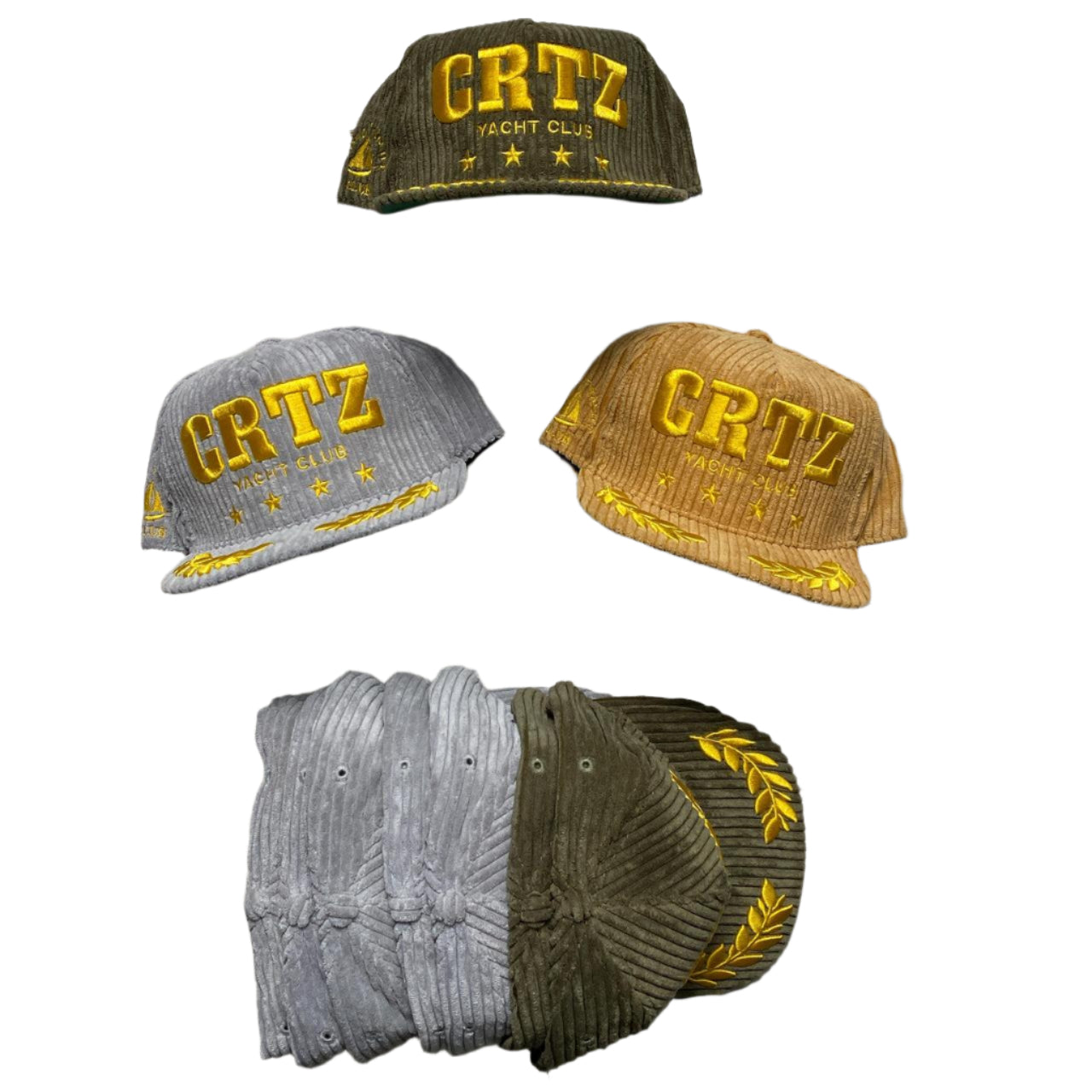 Corteiz Soho Yacht Club Corduroy Velour Snapback Caps