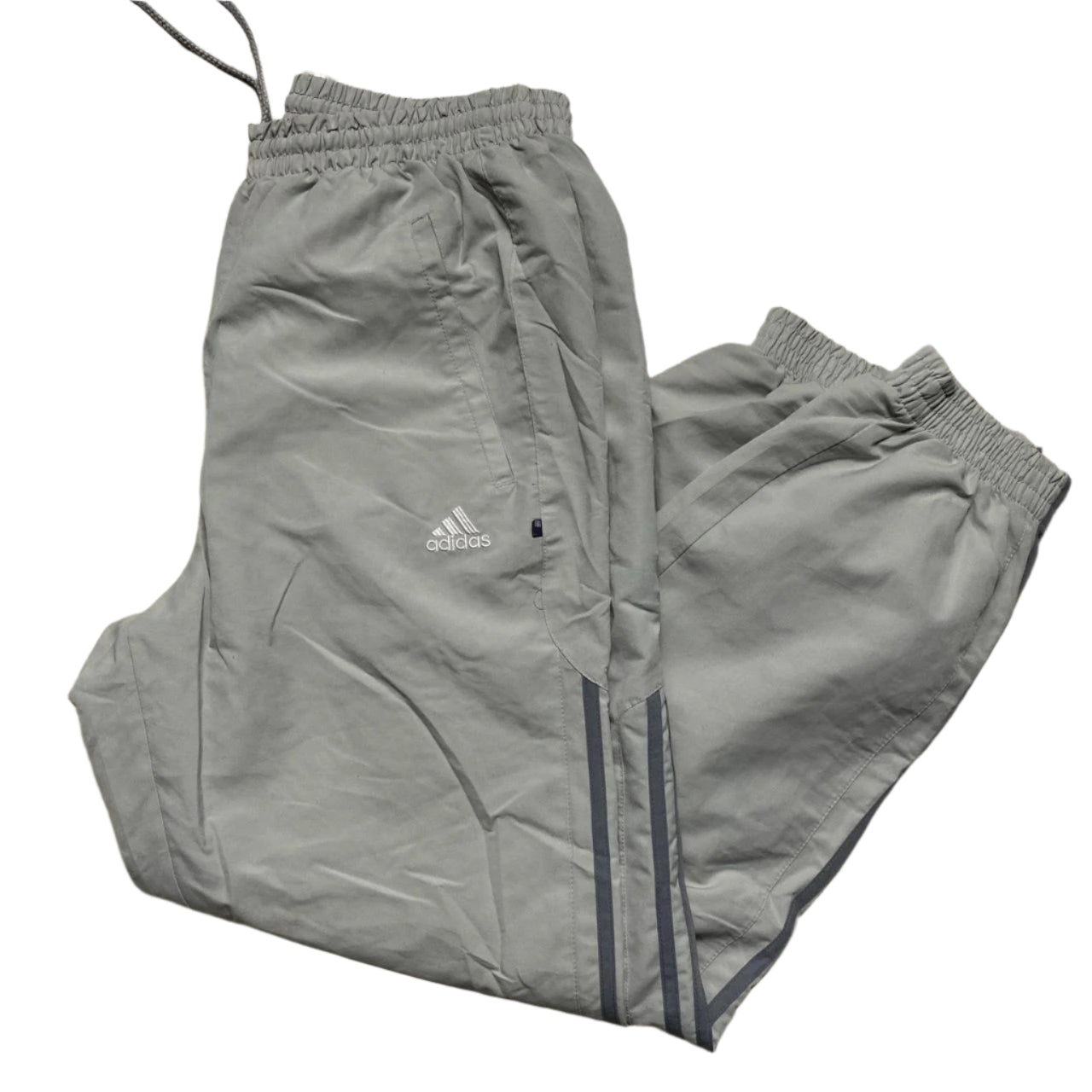 Adidas Silver and Grey Vintage Trackpant Shell Baggy Bottoms (L)