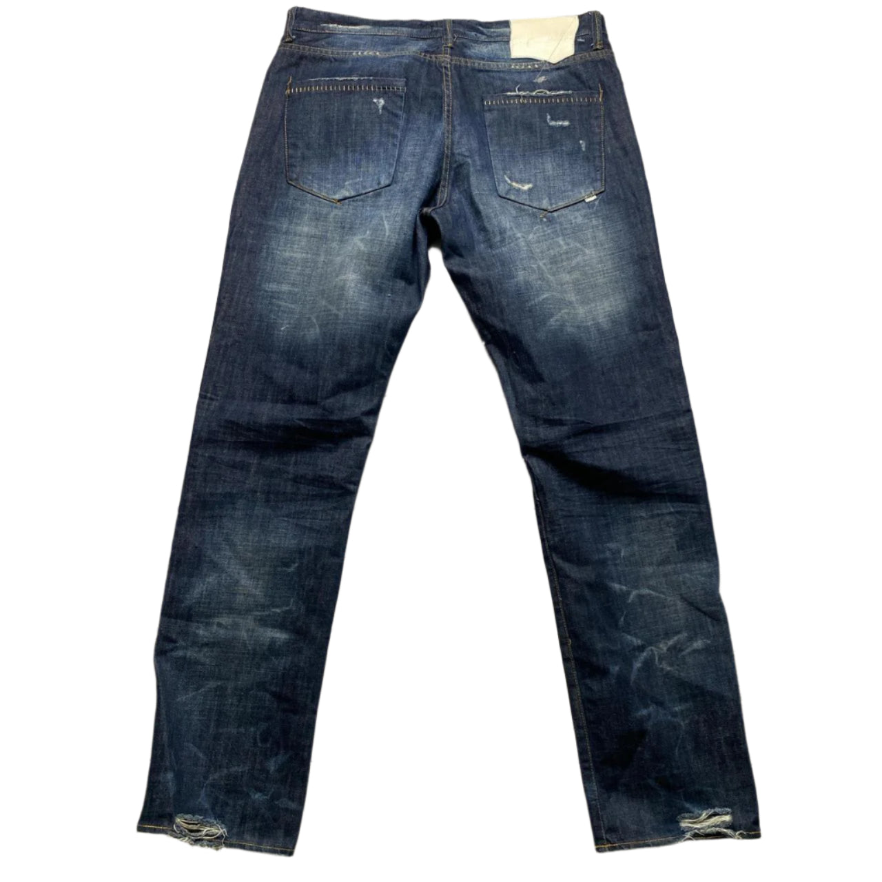 King Krash Distressed Stonewash Navy Jeans (38W)
