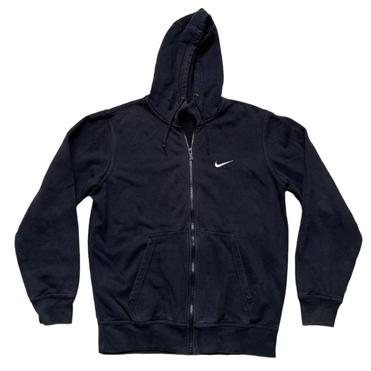 Nike Black and White Swoosh Zip Hoodie (M)