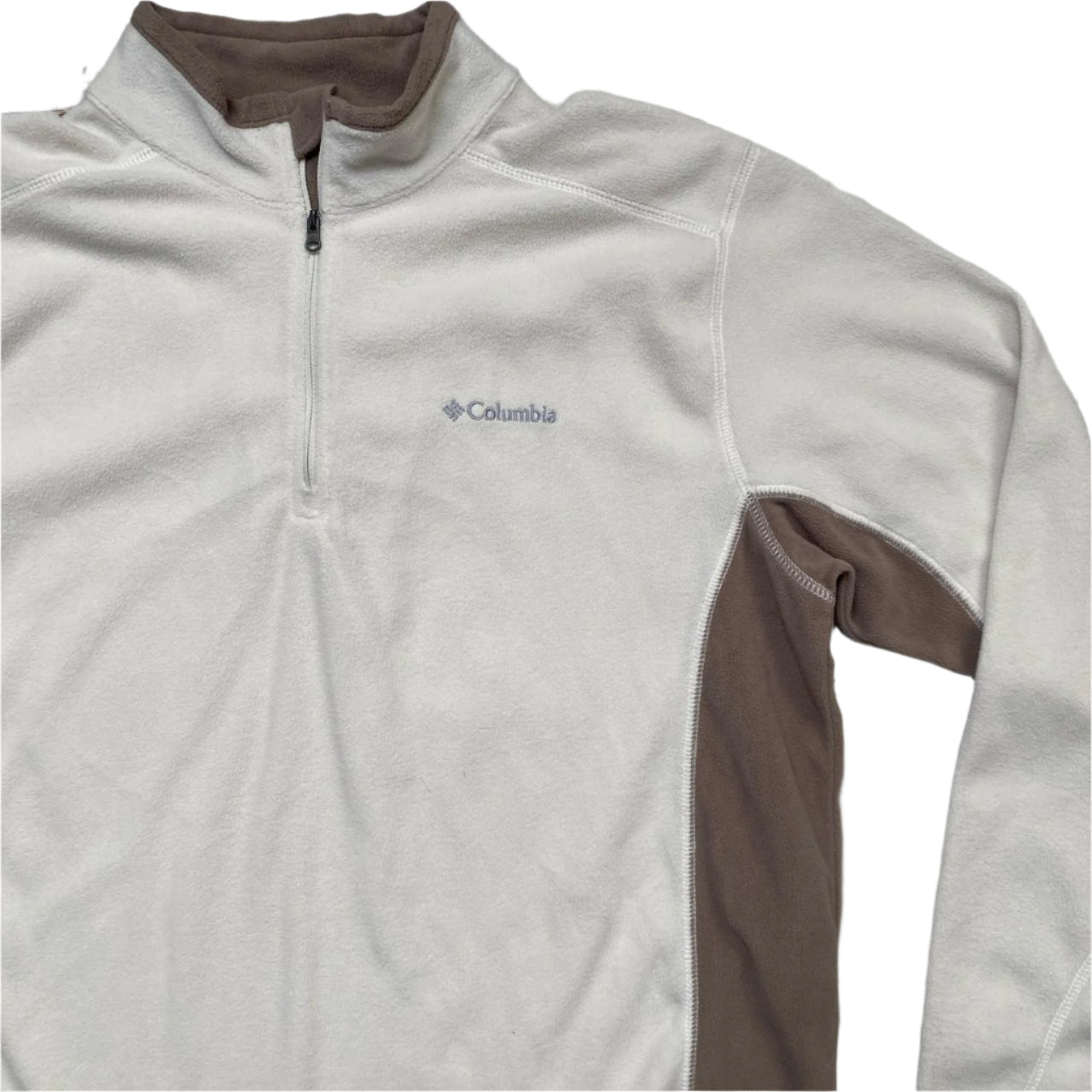 Columbia Thermal Cream White and Brown Quarter Zip Jumper (L)