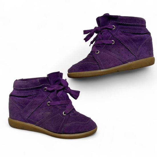 Isabel Marant Bobby Perferated Purple Suede Wedge Heel Trainers (UK 6)