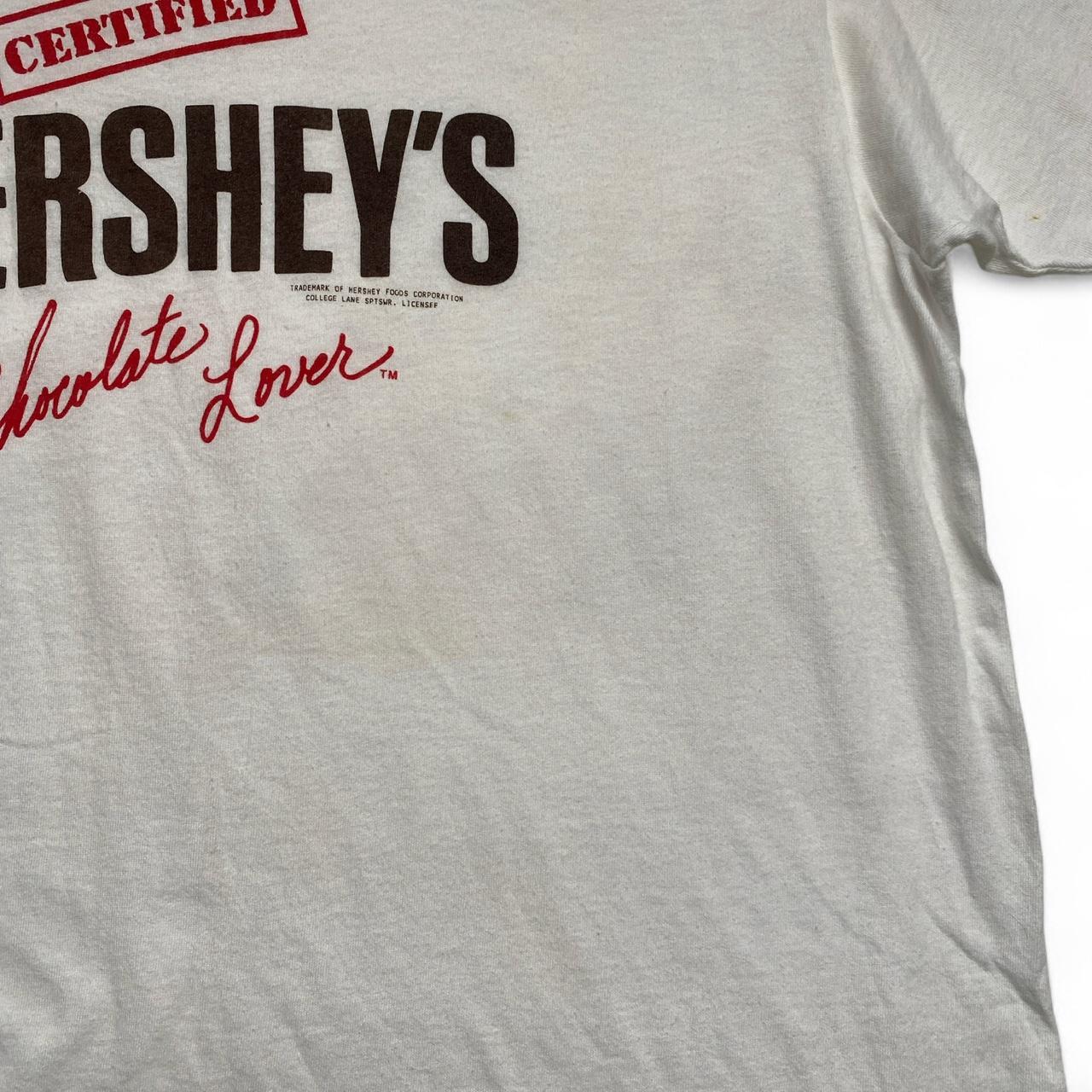 Hersheys Vintage Certified Chocolate Lover White Brown and Red Womens T Shirt (L)