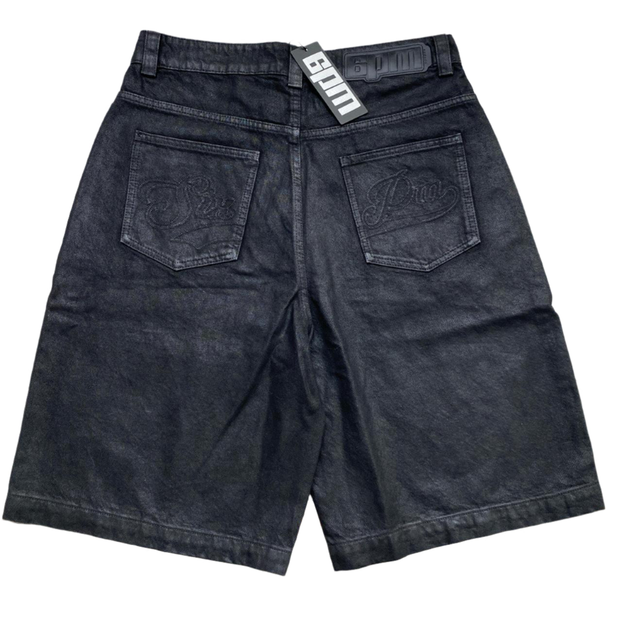 6PM SixPM Season Black Shiny Denim Jorts Jean Shorts (W 32)