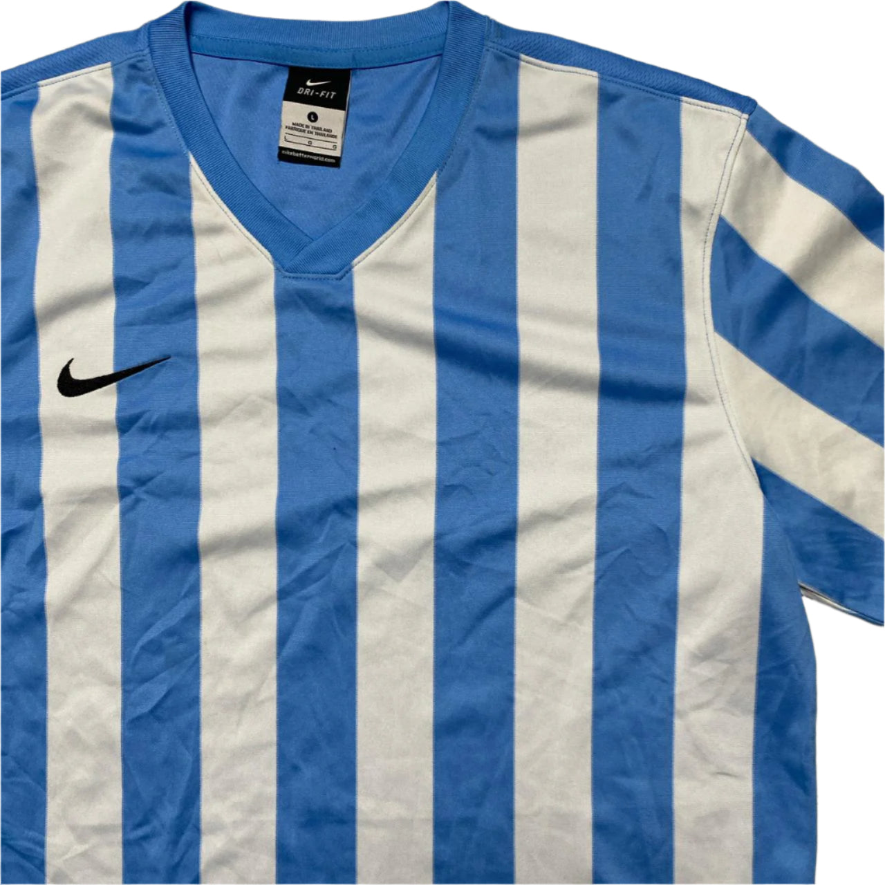Nike Blue and White Stripe Football Jersey (L)