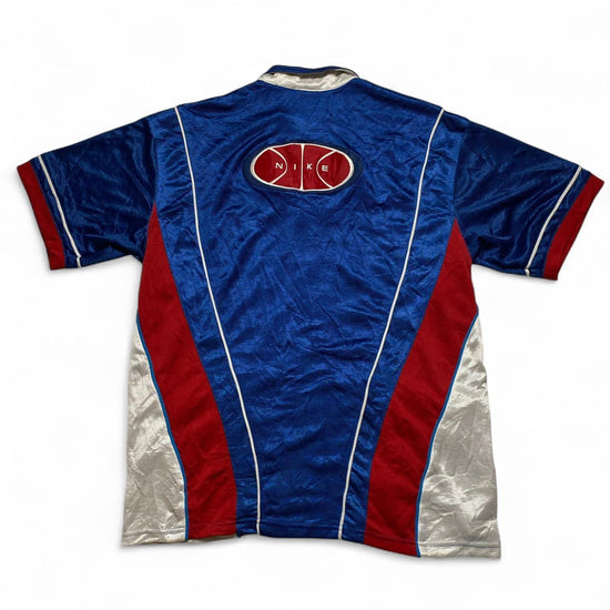 Nike Vintage 90’s Basketball Blue Red and White Button Up Polo Jersey (M)