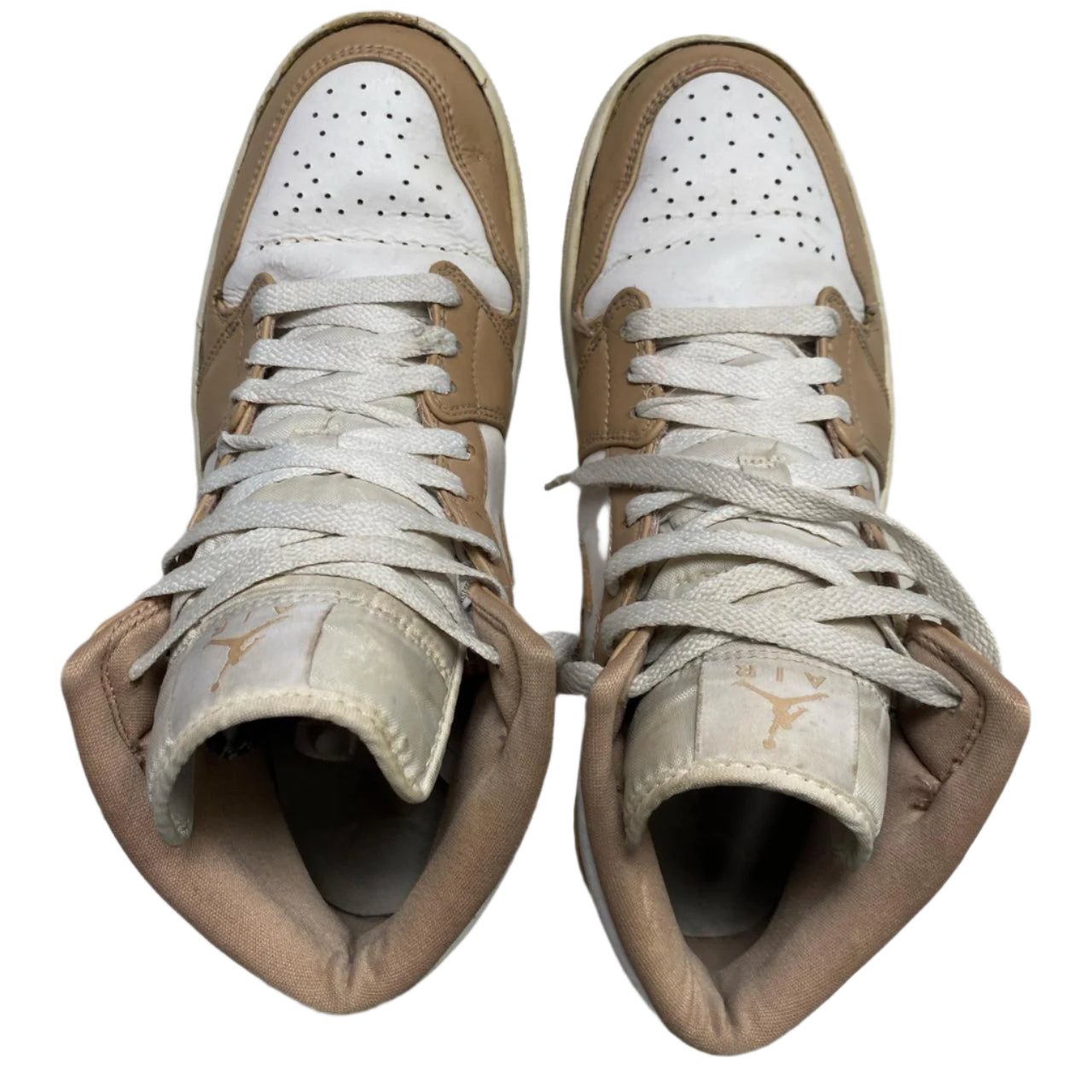 Jordan 1 Mid Beige and White High Trainers (UK 9.5)