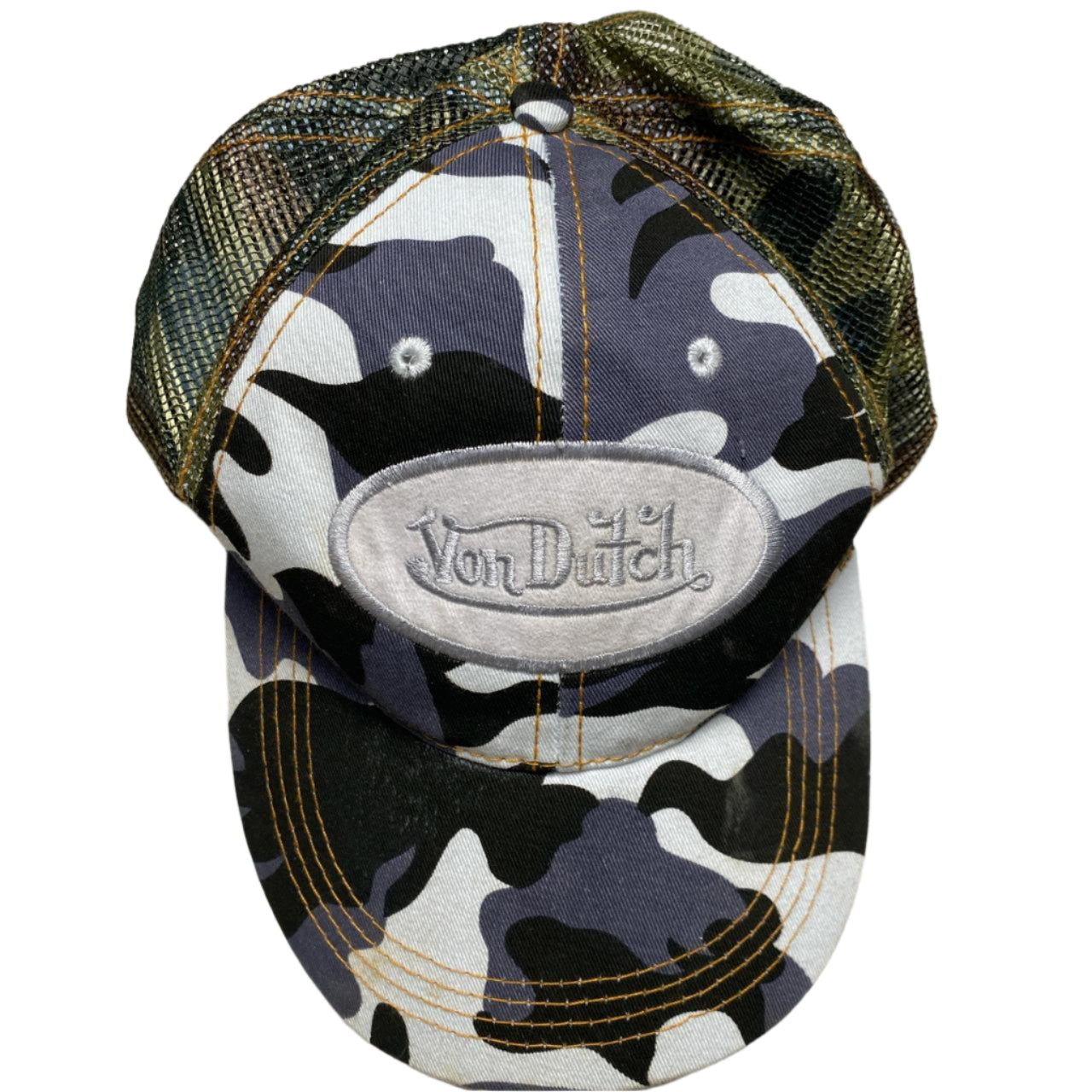 Von Dutch Grey and White Camouflage Trucker Cap