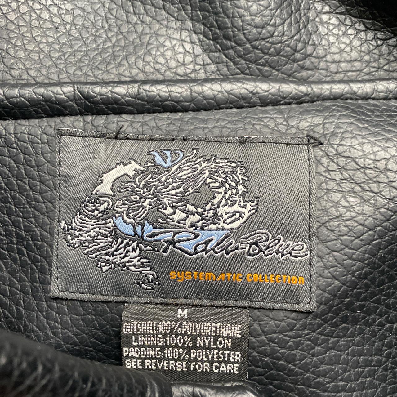 Raw Blue Dollar Bill and Italian Money Embroidery Leather Vintage Bomber Jacket (M)