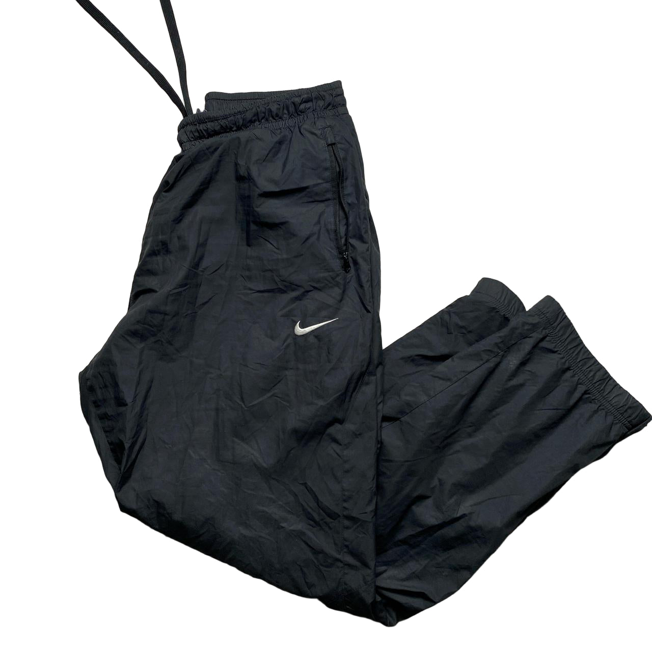 Nike Black and White Swoosh Shell Trackpant Baggy Bottoms (L)