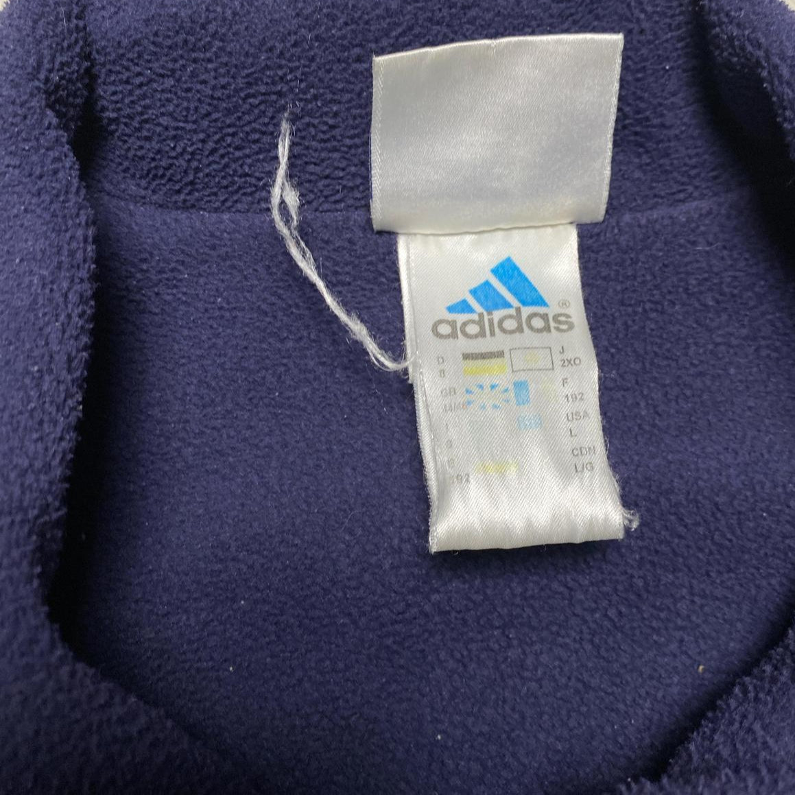 Adidas Vintage Navy and White Quarter Zip Padded Jacket (L)