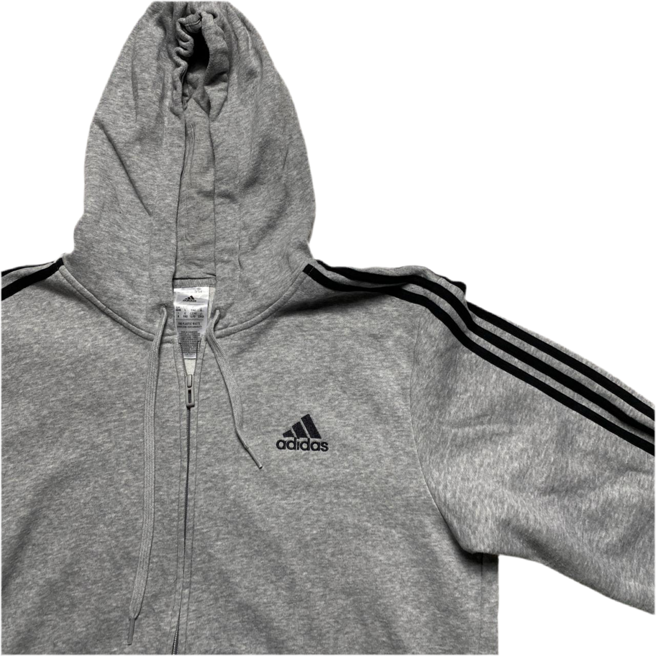Adidas Essentials Grey and Black Stripes Full Tracksuit (L)