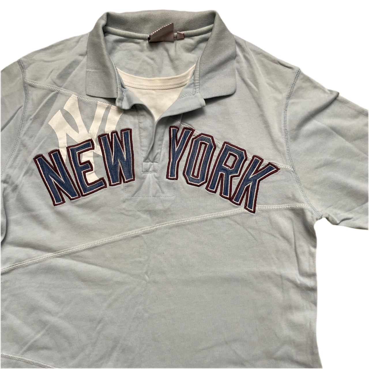 Majestic Athletics New York Yankees Baby Blue Polo Shirt (M)