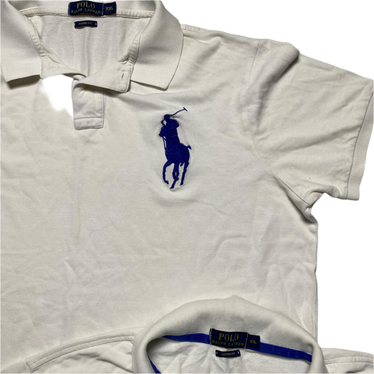 Polo Ralph Lauren White and Blue Polo Shirt No (2XL)