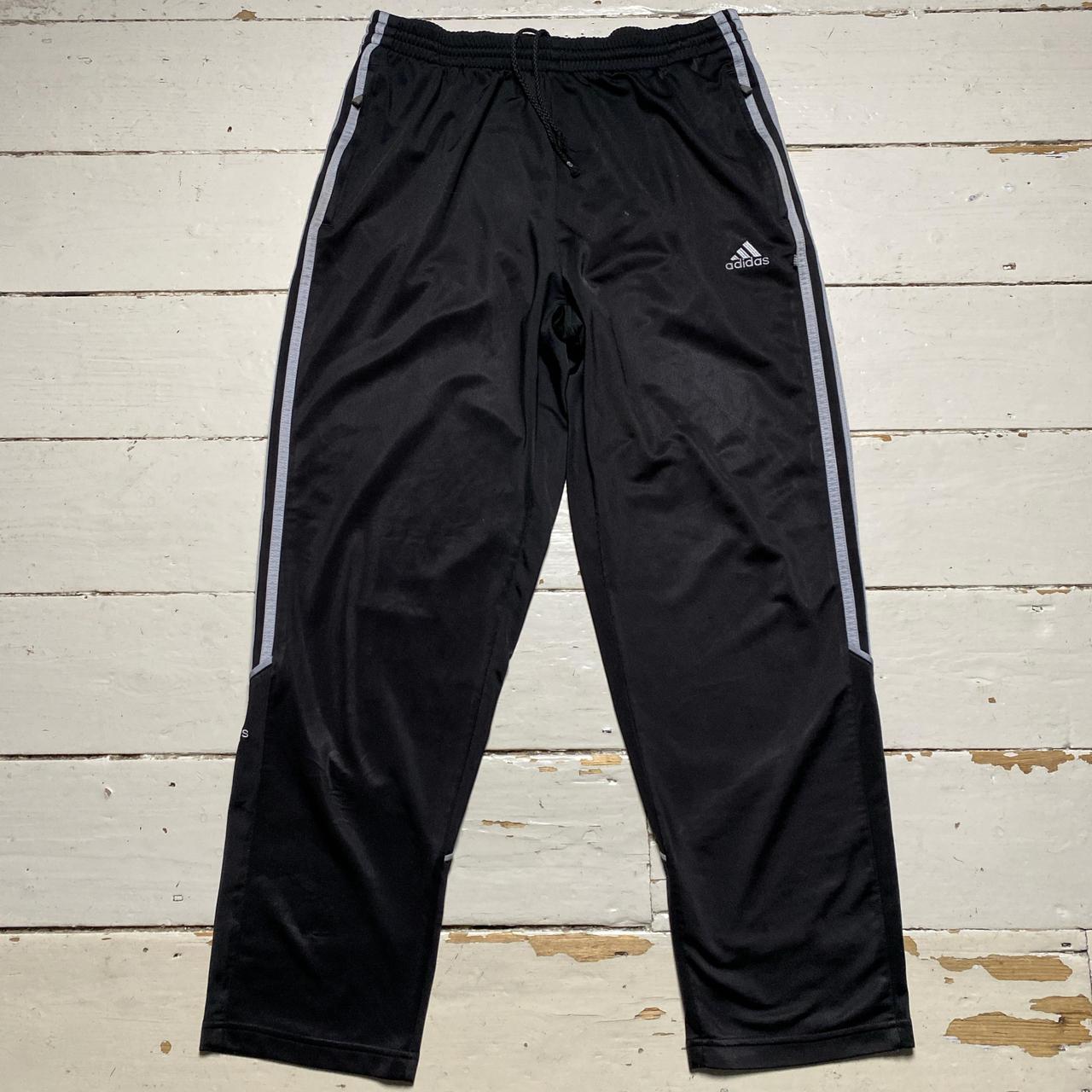 Adidas Vintage Black and Grey Trackpant Bottoms (M)