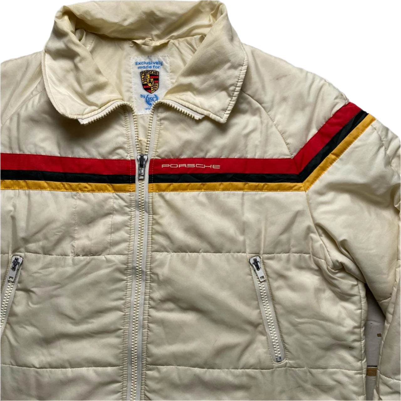 Porsche Vintage Cream Germany Puffer Coat (XL)