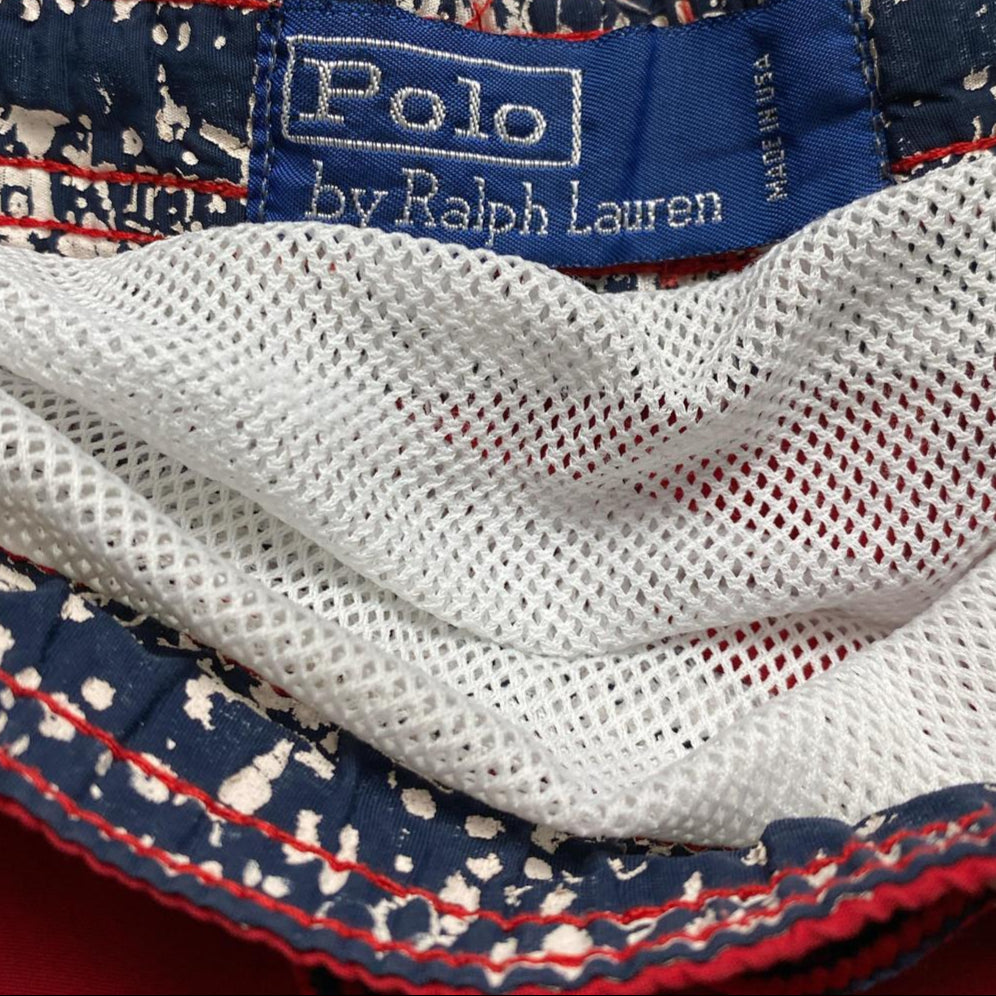 Polo Ralph Lauren Red and Blue Pony Swim Shorts (2XL)