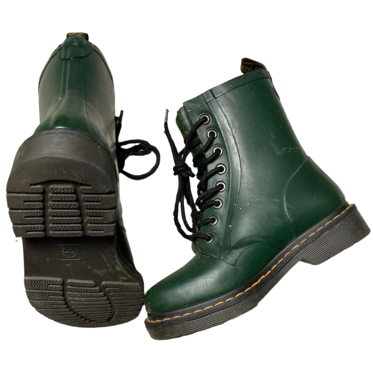 Dr Martens High Boots Bottle Green Rubber Womens (UK 4)