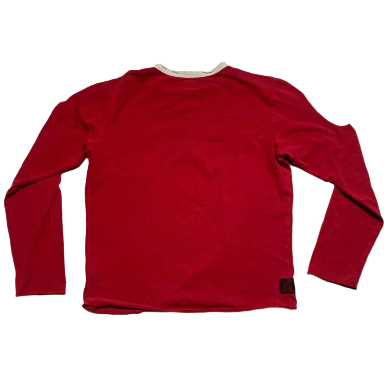 Evisu Red and Cream White Big Daicock Swoosh Sweatshirt Long Sleeve (M)