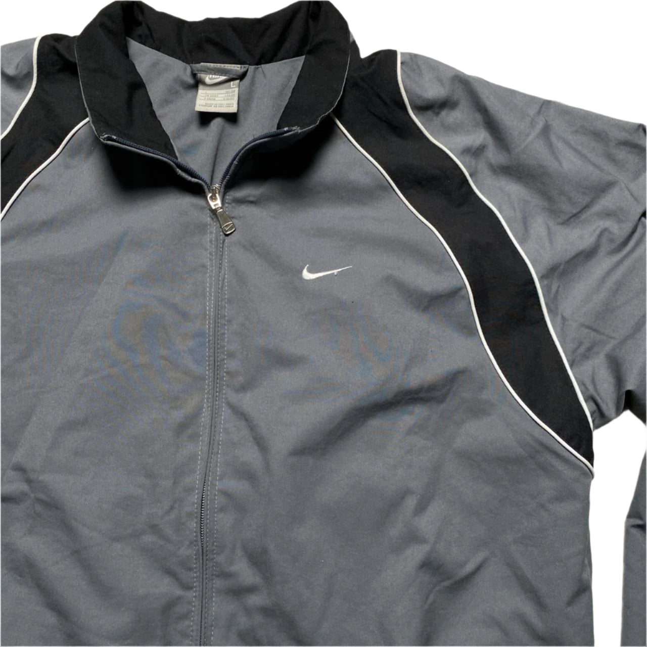 Nike Swoosh Grey Black and White Shell Tracksuit Jacket (L)