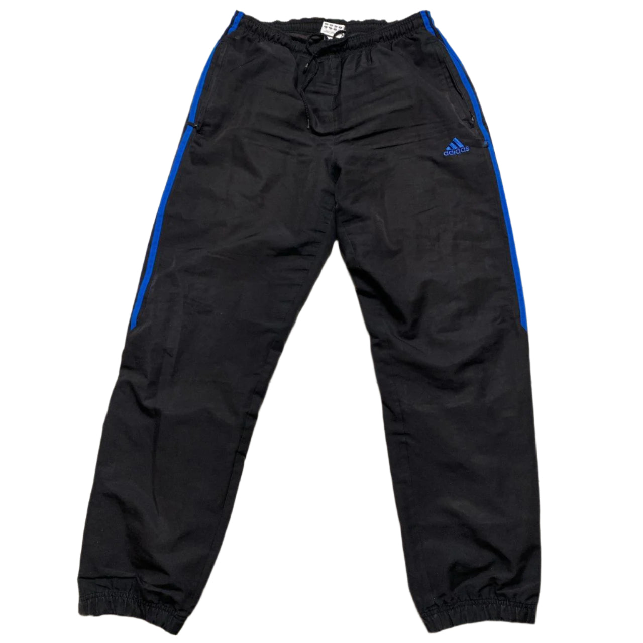 Adidas Black and Blue Shell Trackpant Baggy Bottoms (L)