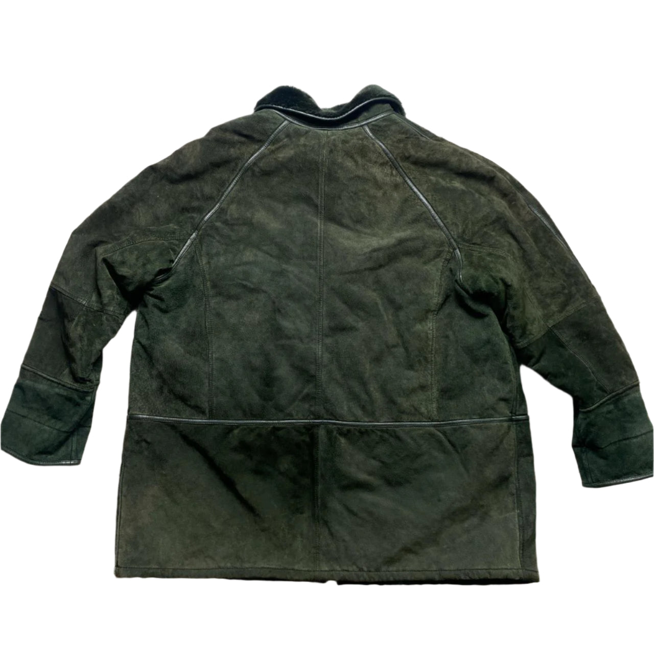 Anna Polare Vintage Green Sheepskin Fur Lined Coat (XL)